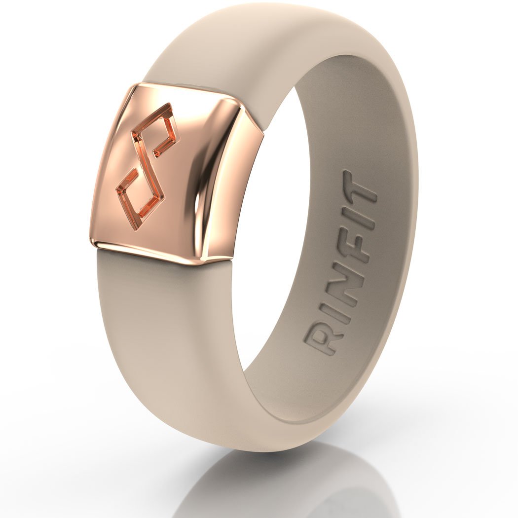 Nude with gold metal silicone wedding band