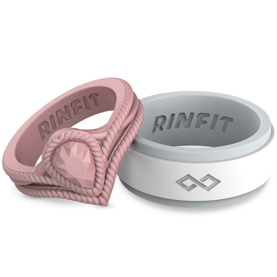 matching rings for couples Rose gold and white
