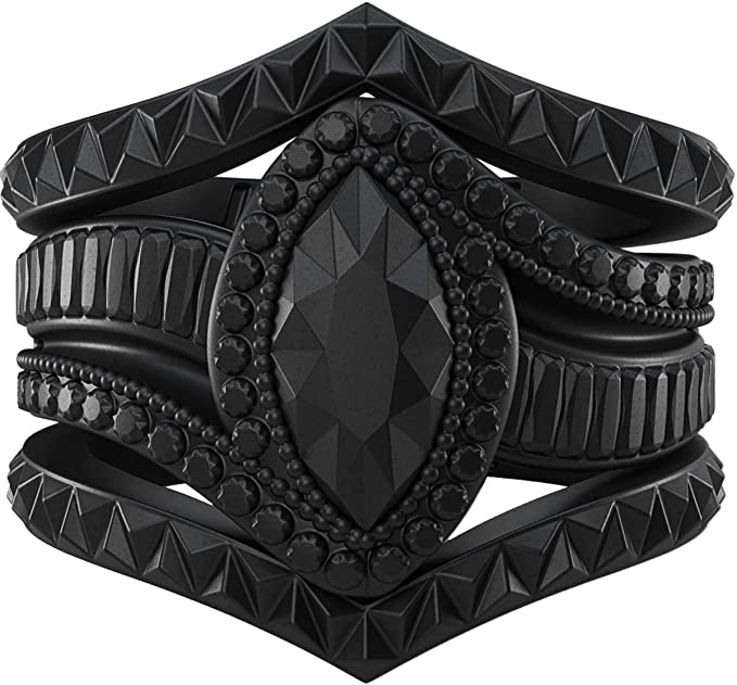 Silicone Rings for Women - Marquise with 2 Stackable Rings