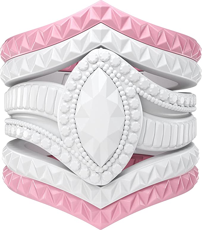 Rinfit Silicone Rings for Women - Marquise with 4 Stackable Rings - Silicone Diamond Rings Wedding Bands Women