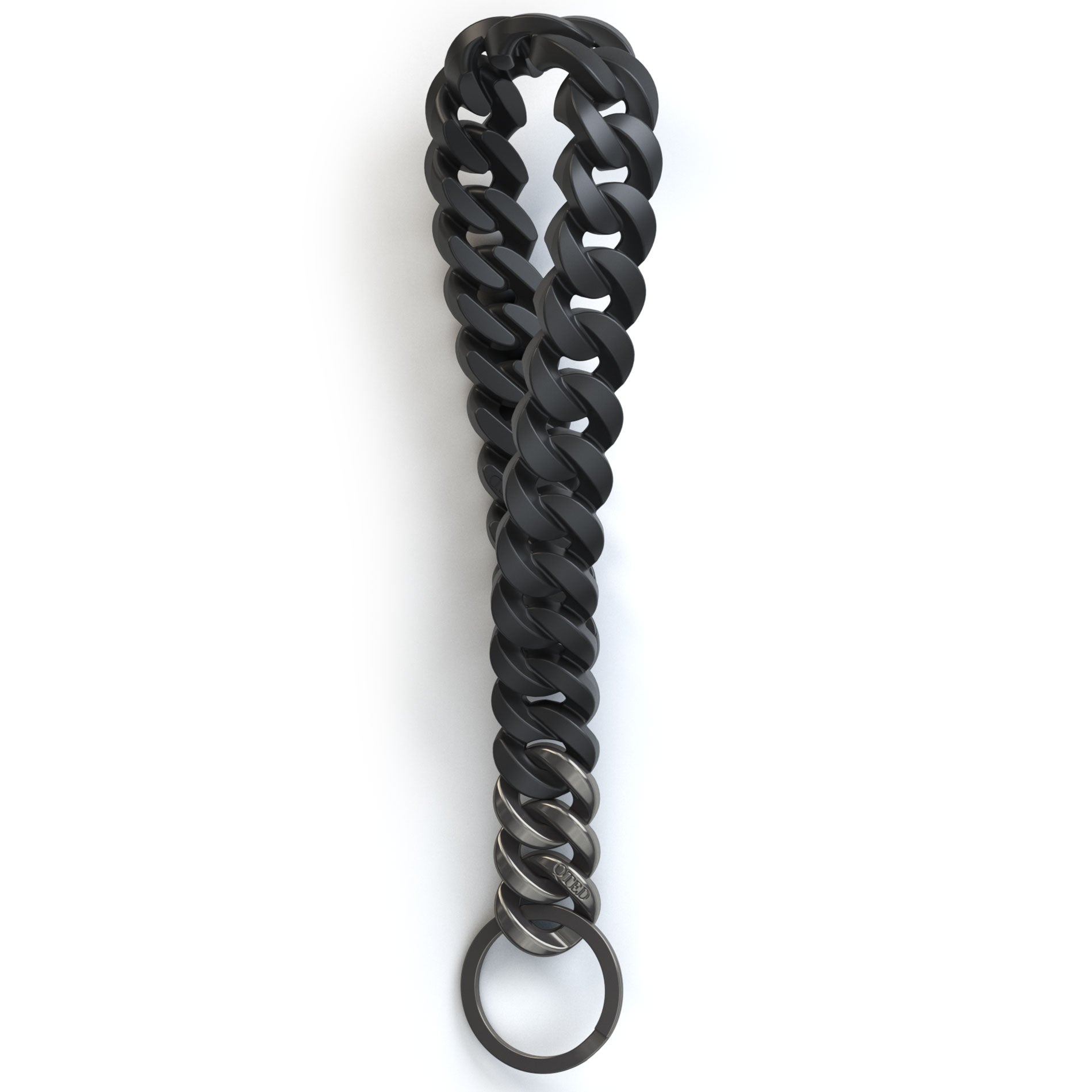 QTED x RINFIT Chain Wrist Lanyard for Keys - Keychain for Women and Men - Silicone Hand Loop Strap with Keyring. Black and Gunmetal Gray - Patented Design