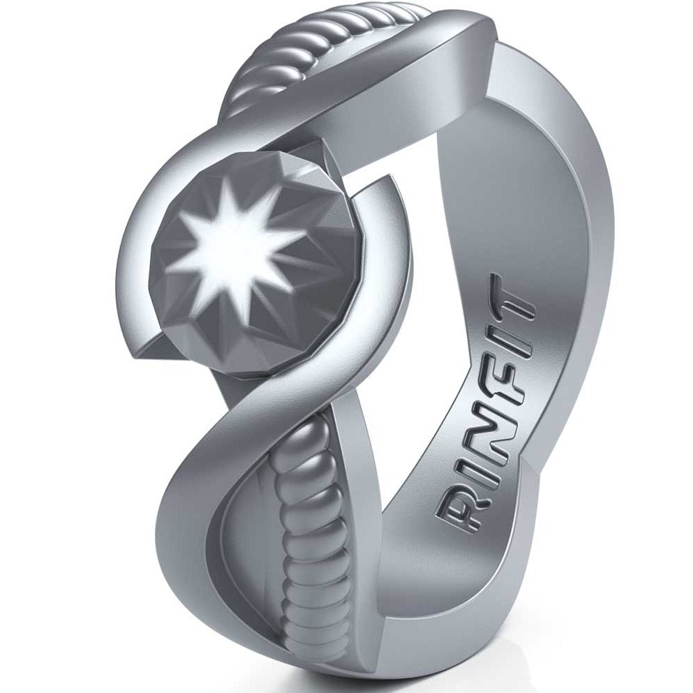 Silver wedding and band for women by Rinfit