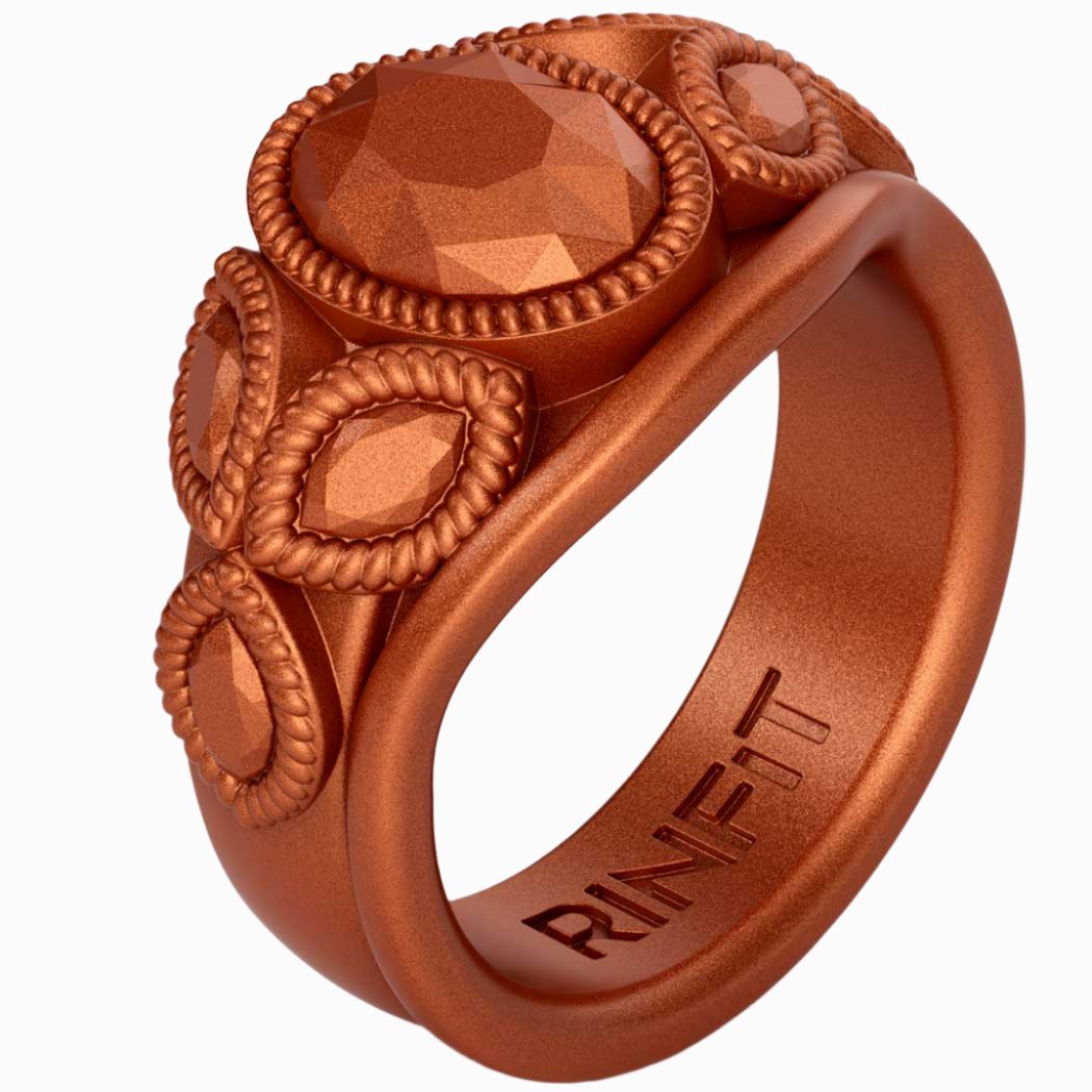 women diamond silicone wedding band Copper