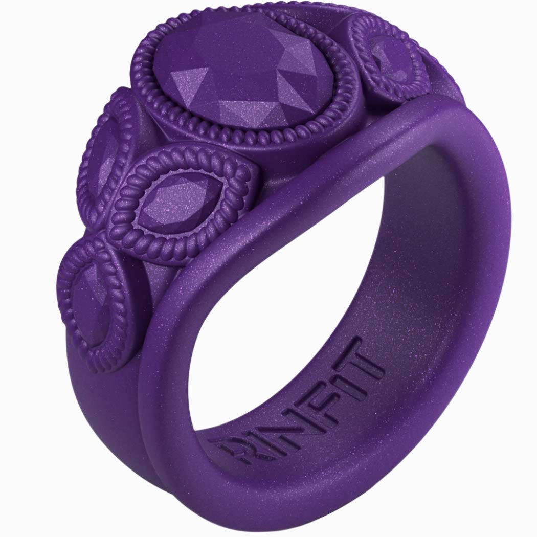 Diamond women's rubber wedding ring Dark purple